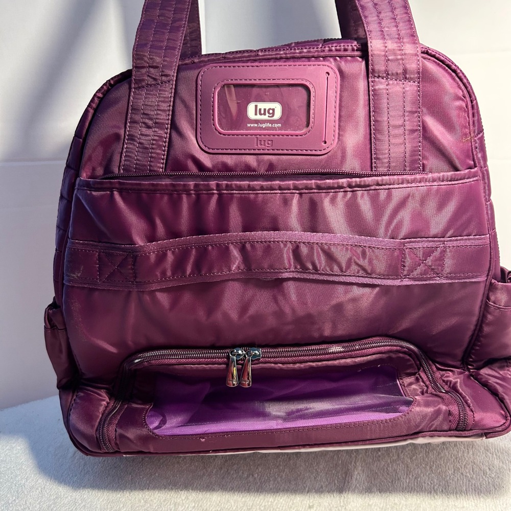 Lug Puddle Jumper Overnight Gym Bag Berry Floral RFID Quilted Travel Tote NEW - Picture 7 of 11